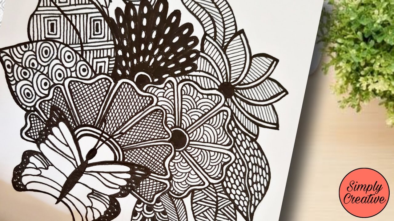 Flower Doodle | Butterfly Doodle | How to draw Mandala for beginner | Doodle Art | Zentangle Art