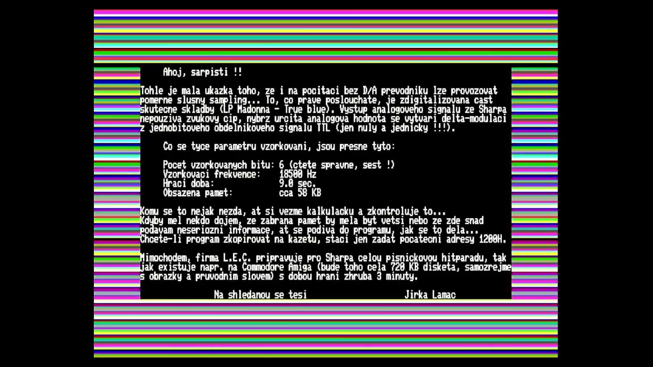 Sharp MZ-800 demo: MADONNA (198x/9x LEC)