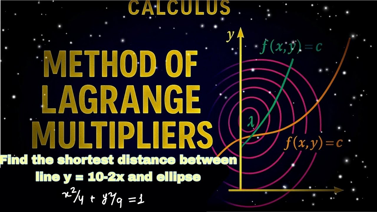 LAGRANGE MULTIPLIER-04 |Shortest distance b/w line y =10 - 2x and ellipse x^2/4 + y^2/9 = 1 | #math