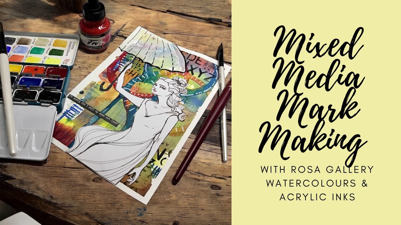 Mixed Media Mark Making #rosagallery #acrylicink