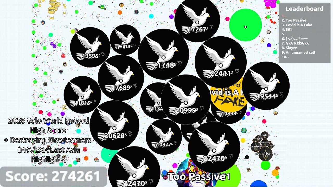 Agar.io - 274K Solo Gameplay + Awesome Moments (FFA/EXP/Asia) Highlights