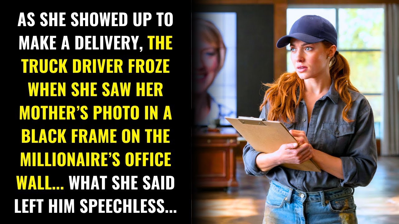 TRUCK DRIVER WAS STUNNED TO SEE HER MOTHER’S PHOTO IN A BLACK FRAME IN THE MILLIONAIRE’S OFFICE...