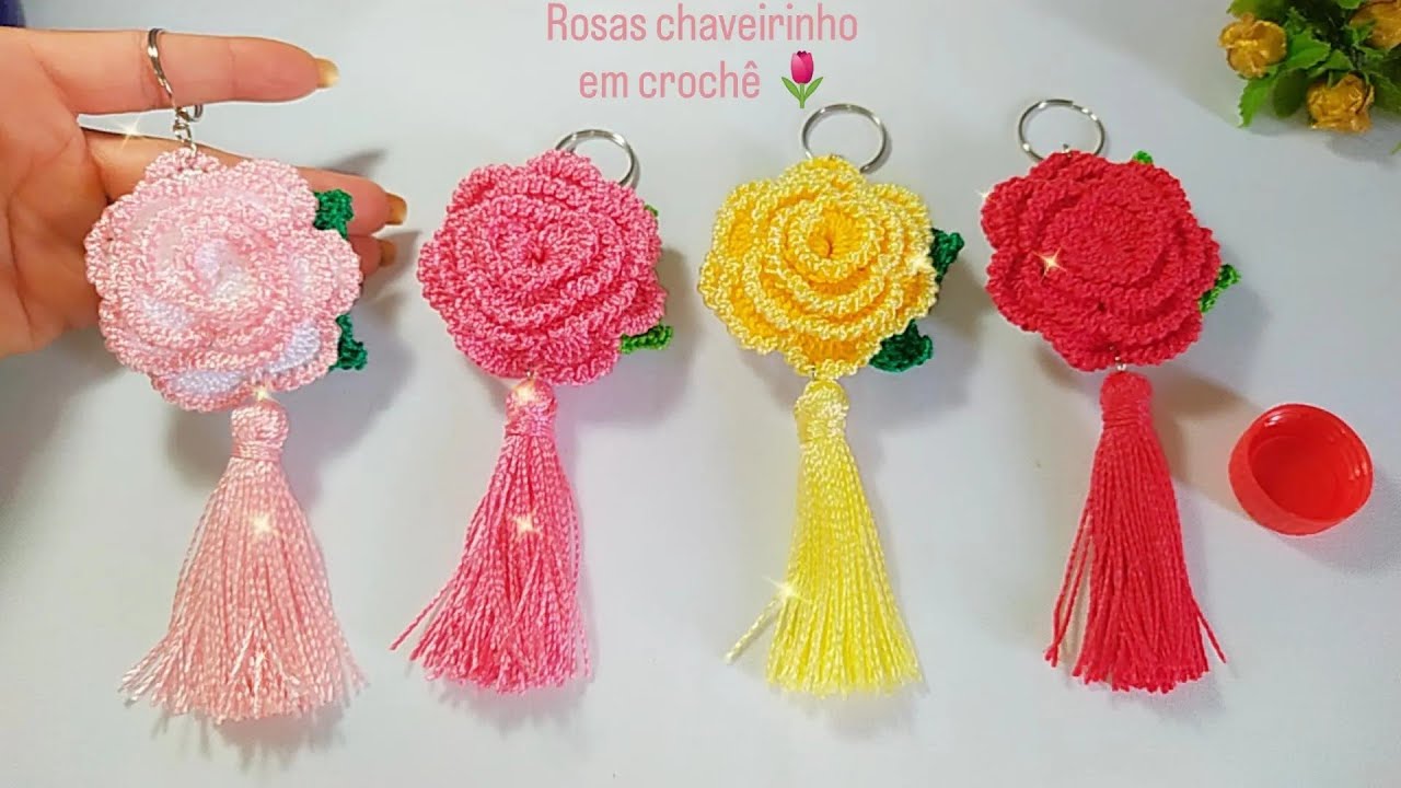 ROSA 🌹CHAVEIRINHO  RECICLANDO TAMPINHA DE GARRAFA PET ♻️