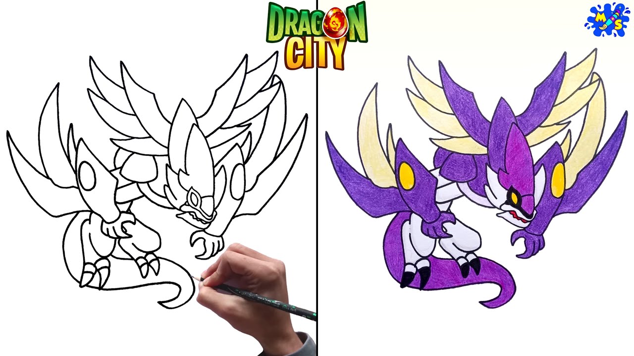 How to Draw High Fenrir Dragon from Dragon City || Easy Step by Step