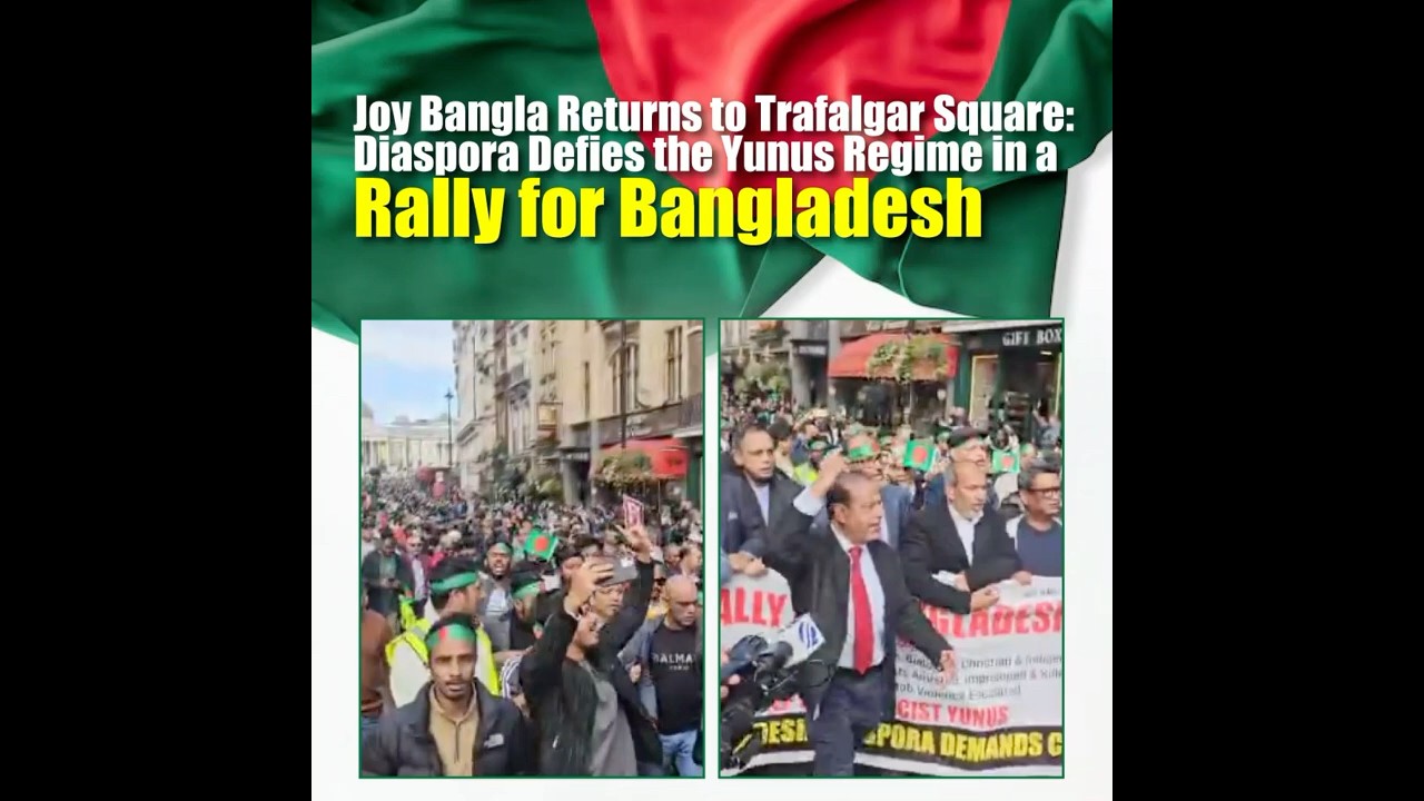 Joy Bangla Returns to Trafalgar Square: Diaspora Defies the Yunus Regime in a Rally for Bangladesh⁩