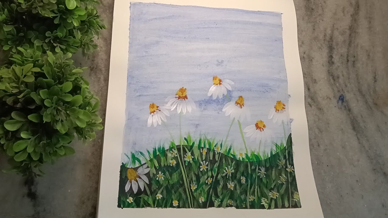 Green Nature of painting #  simple & easy painting ☘️🌼