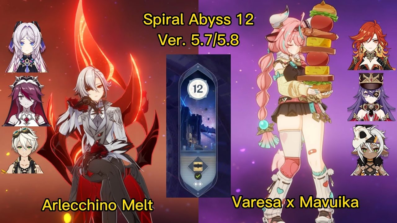 Genshin impact Abyss 5.7 | C0 arlecchino Melt & C0 Varesa x Mavuika | Floor 12 9 stars