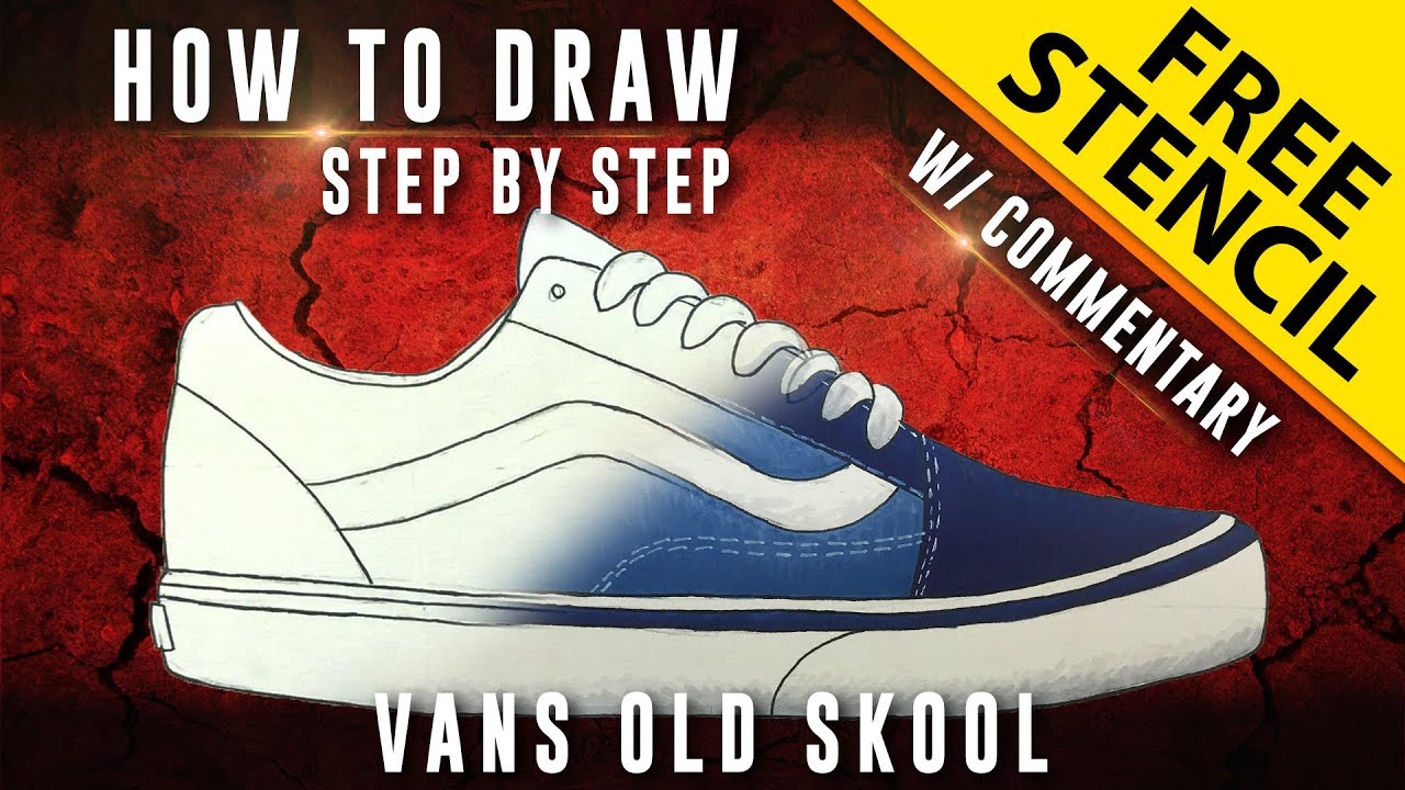 How To Draw - Step by Step: Vans Old Skool w/ Downloadable Stencil