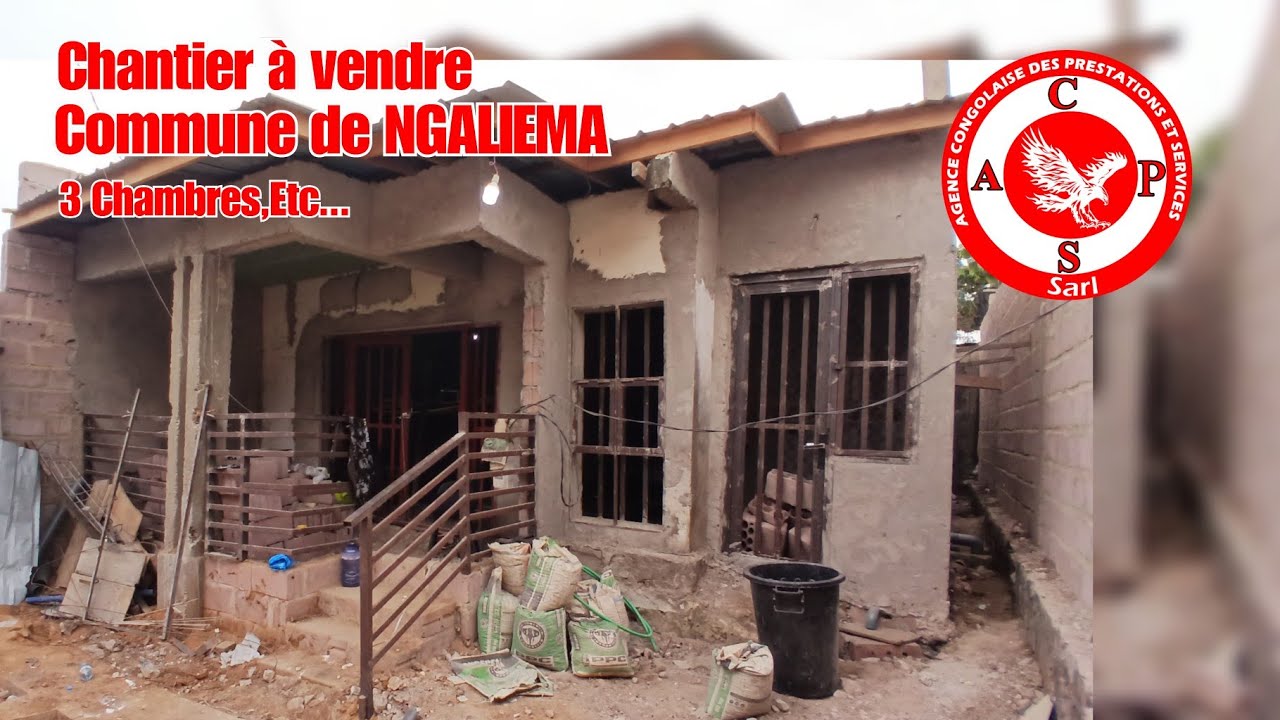 👉RDC/KINSHASA/COMMUNE DE NGALIEMA:PRIX=45 000$ À DISCUTER, UN CHANTIER DE 3 CHAMBRES,ETC...