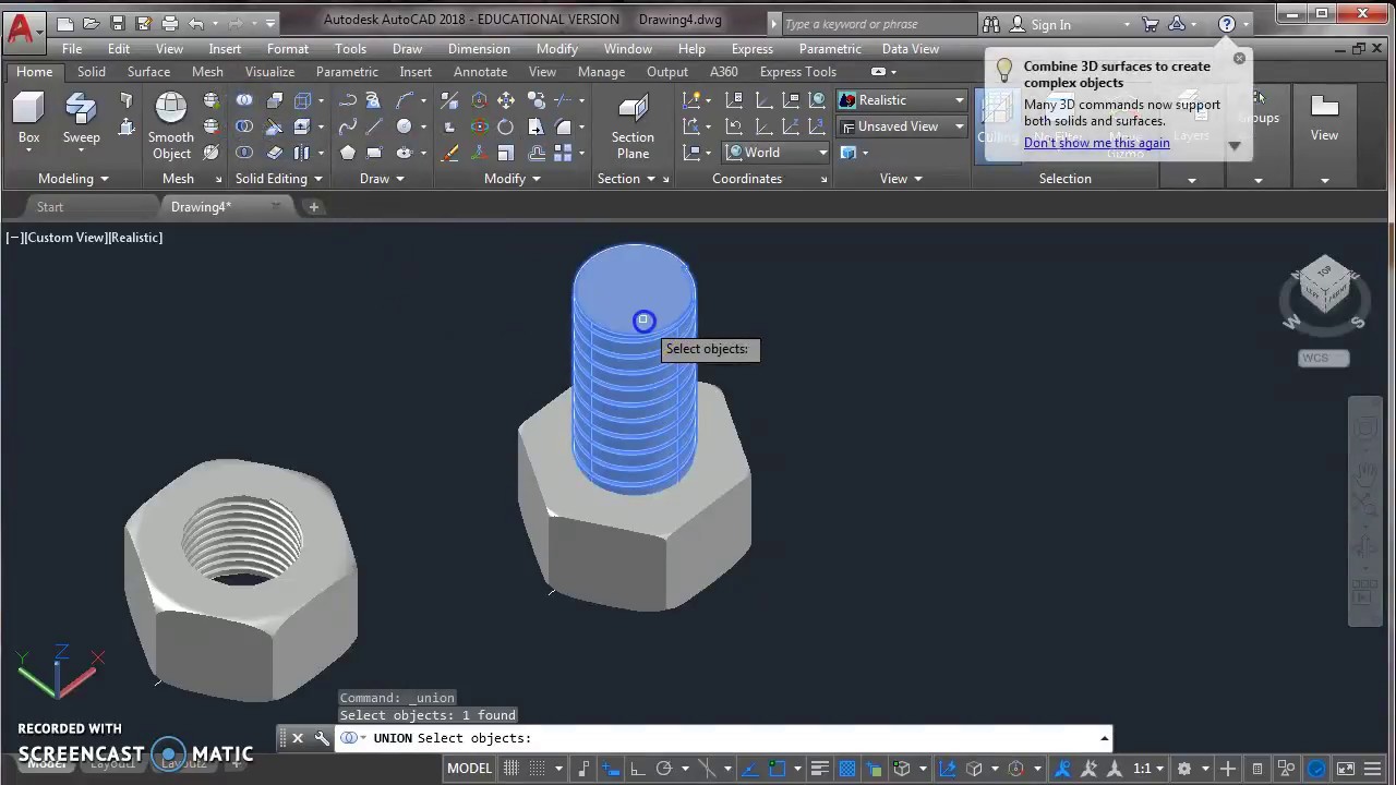 Draw Nut & Bolt in AutoCAD just in simple steps. |LearnCAD|