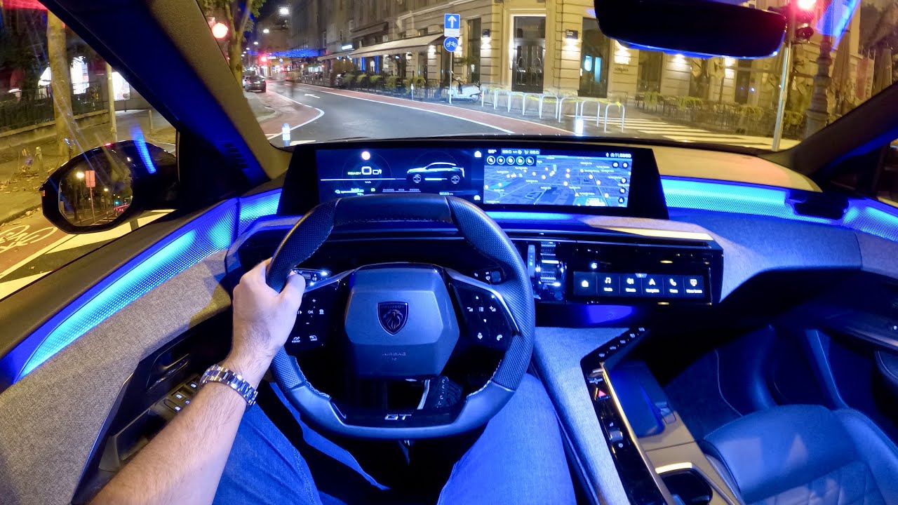 New PEUGEOT 3008 2024 - NIGHT POV test drive (PURE DRIVING, amazing AMBIENT lights) E-3008
