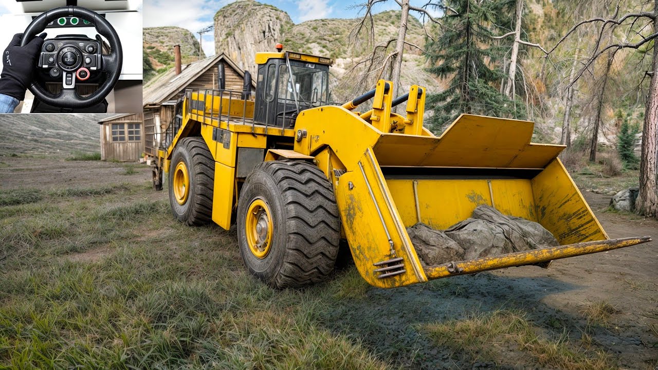 SnowRunner - Caterpillar 993K Bulldozer Navigating Through a Muddy Terrain | Logitech G29 Gameplay