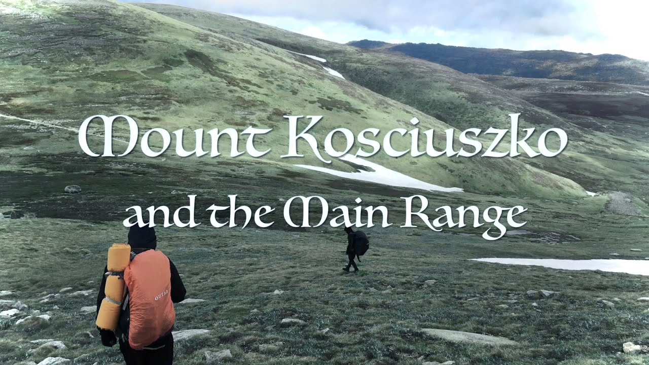MOUNT KOSCIUSZKO and the main range. Hiking in the Australian Snowy Mountains.