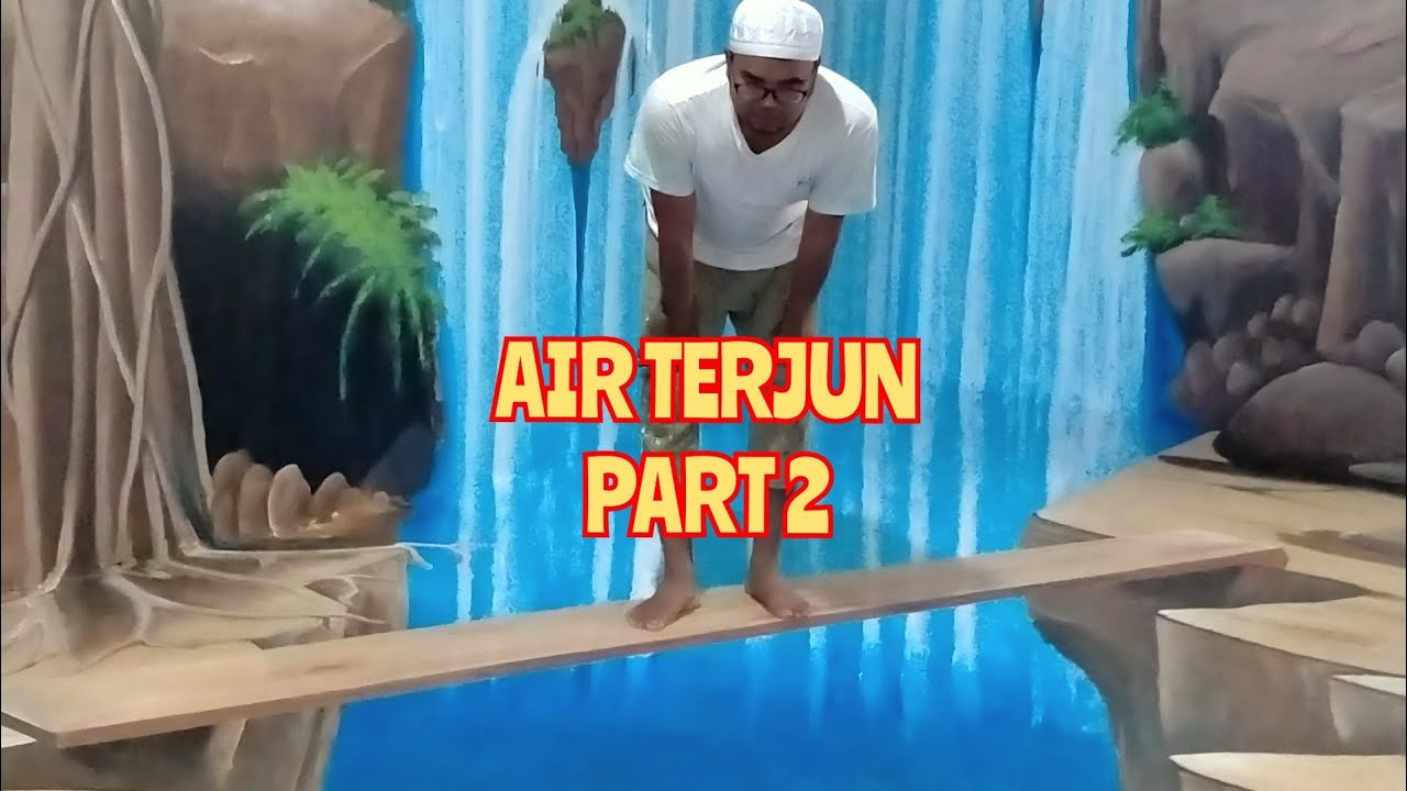 Lukis dinding 3D air terjun part 2