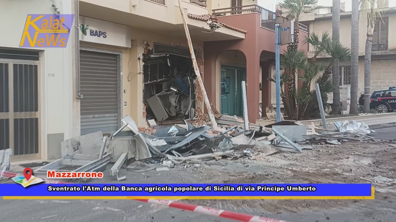Mazzarrone, Sventrato Atm della Baps alle 4 del mattino. Bottino 90 mila euro, indagini carabinieri