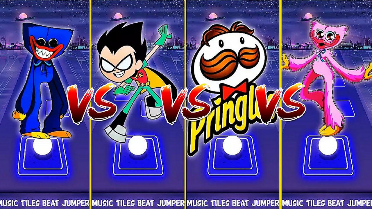 SPRUNKI OC HUGGY WUGGY🆚ROBIN🆚 PRINGLES 🆚KISSY MISSY COFFIN DANCE SONG IN TILES HOP