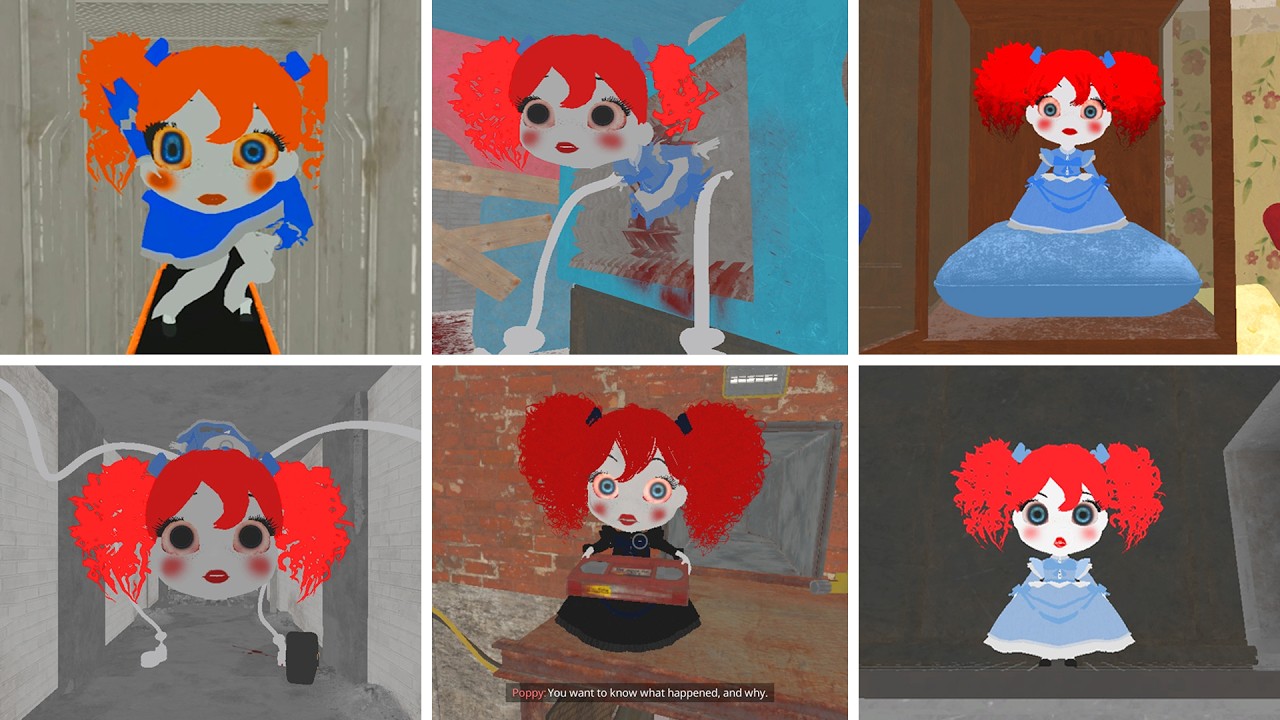Все сцены с Поппи в главах 1, 2, 3, 4, 5 игры Poppy Playtime (полная подборка игрового процесса)