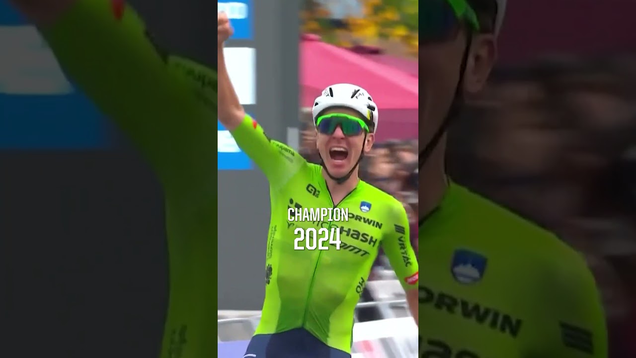 Tadej Pogačar 🇸🇮 wins his second UCI World Champion title at #Kigali2025! 👏
