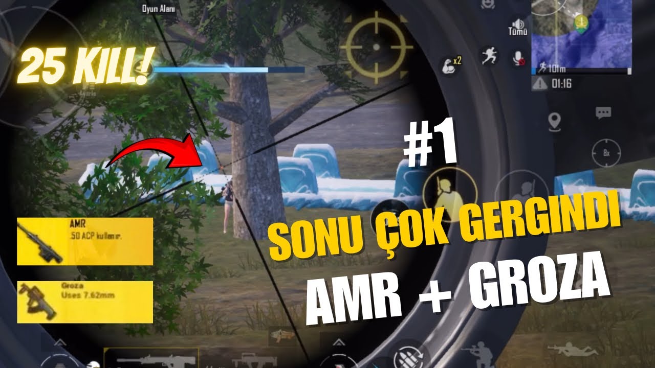 Groza ile Erangel SOLO SQUAD Full Rush | 25 Kill