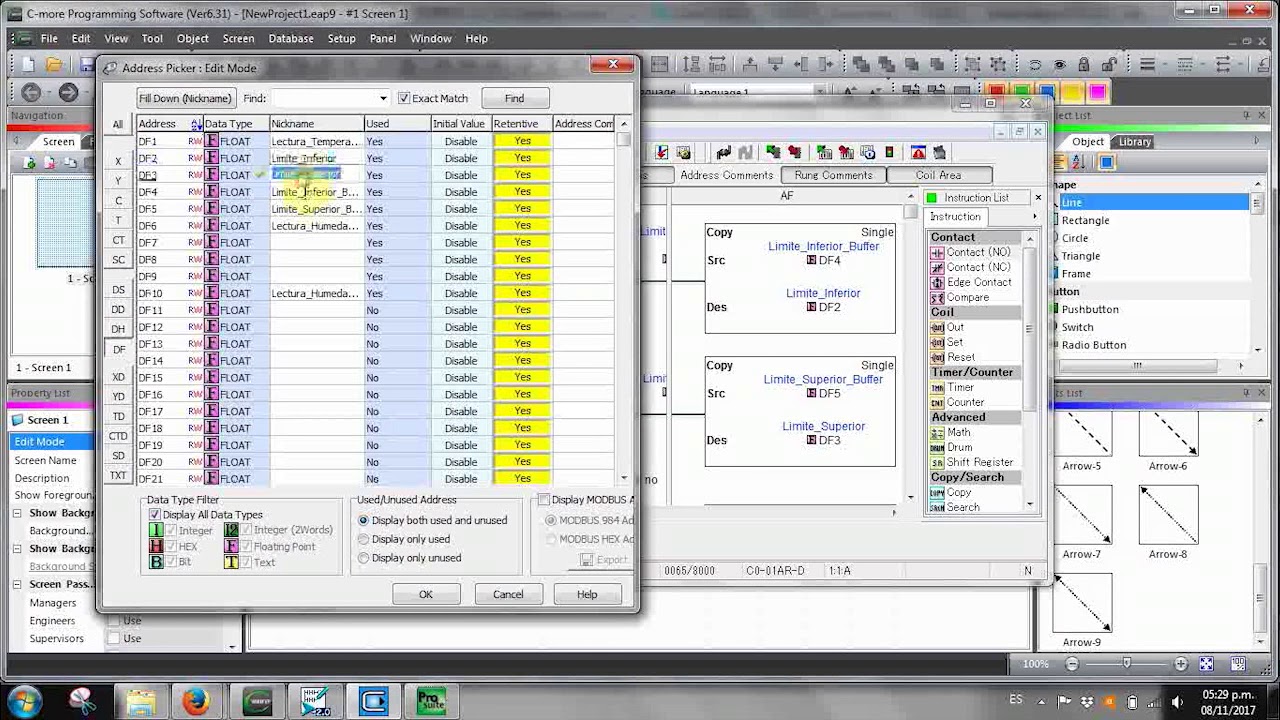 Importar tags de PLC a HMI C-more