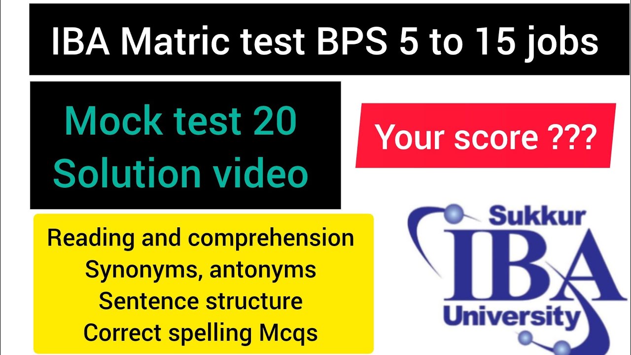 Mock test 20| Solution video| English grammar| IBA test preparation BPS 5 to 15
