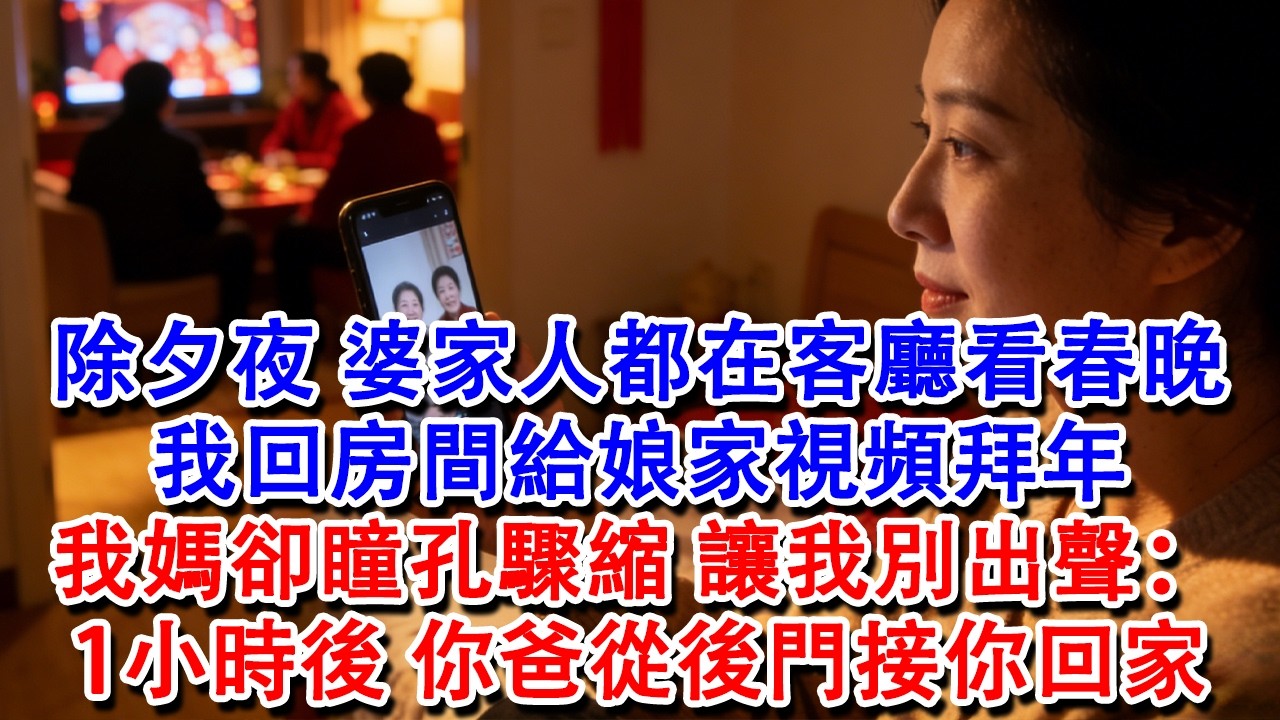 【完結爽文】除夕夜，婆家人都在客廳看春晚，我回房間給娘家視頻拜年，我媽卻瞳孔驟縮，讓我別出聲：1小時後，你爸從後門接你回家。我剛出門聽見婆家眾人的對話，立即帶走5億存款，隔天婆家人全傻了！#婆媳