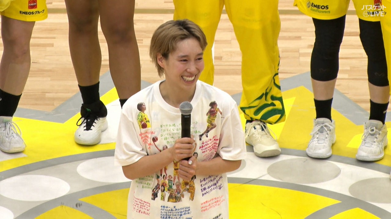宮崎早織 ENEOSサンフラワーズ  ラストシーズン。Wリーグ レギュラーシーズン最終戦🌻ファンの前での挨拶（2026.2.8）