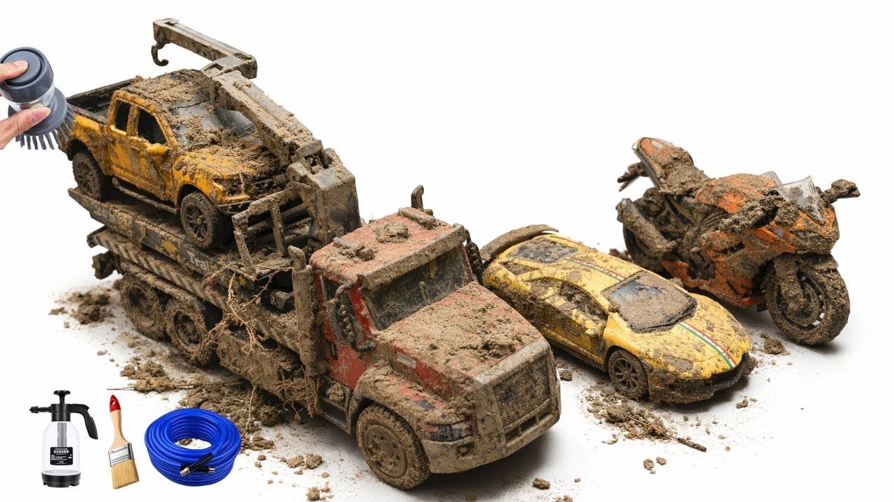 The surreal Cleaning of a Super Truck /Motor MY66 and Mini Car After an Extreme Off-Road Adventure