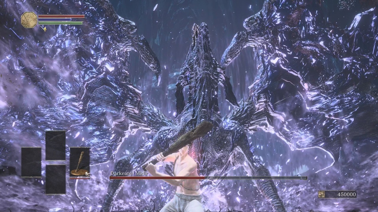 Dark Souls III DLC - Darkeater Midir Boss Fight (SL1 Deprived, No Damage, Boss Arena)
