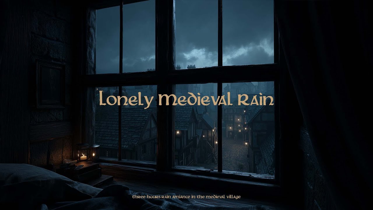 Relaxing Rain Sounds at Night | Medieval Window Ambience