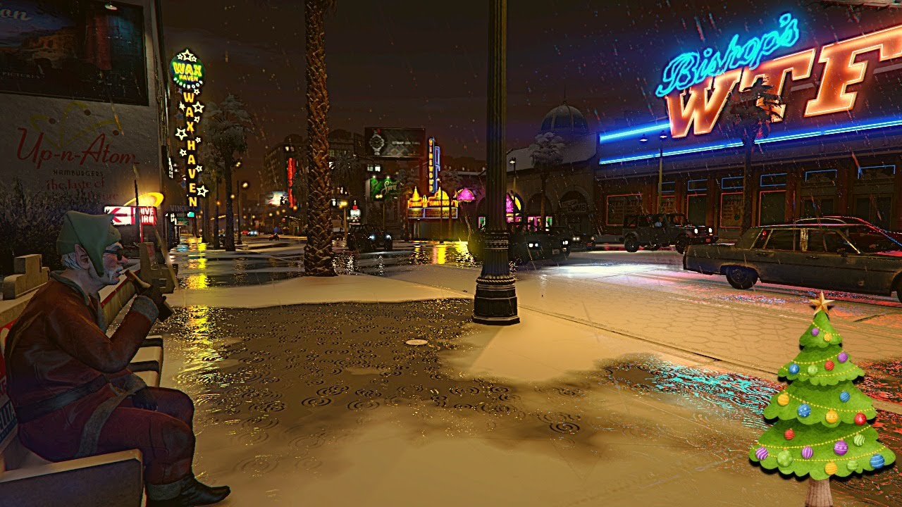 Festive Christmas Storm in GTA V 🎄 Rainy Holiday Ambience for Sleep