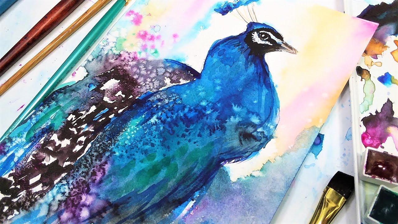 Loose Peacock Painting // Beginner Watercolor!