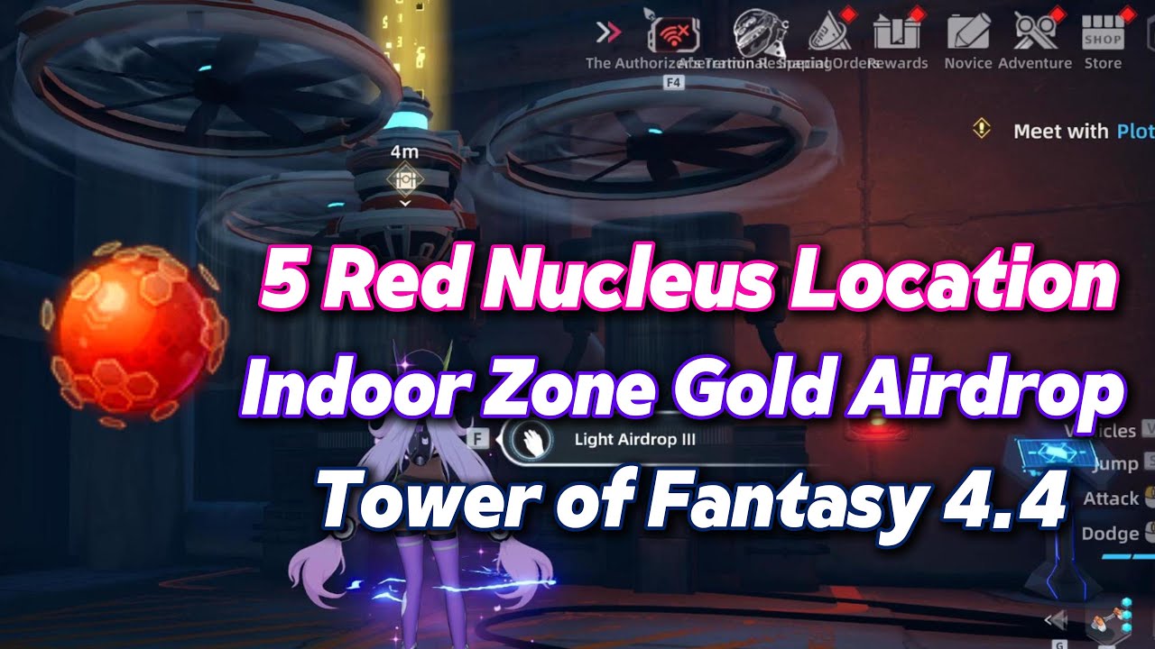 5 Red Nucleus Location Network Indoor Zone Gold Airdrop Tower of Fantasy 4.4