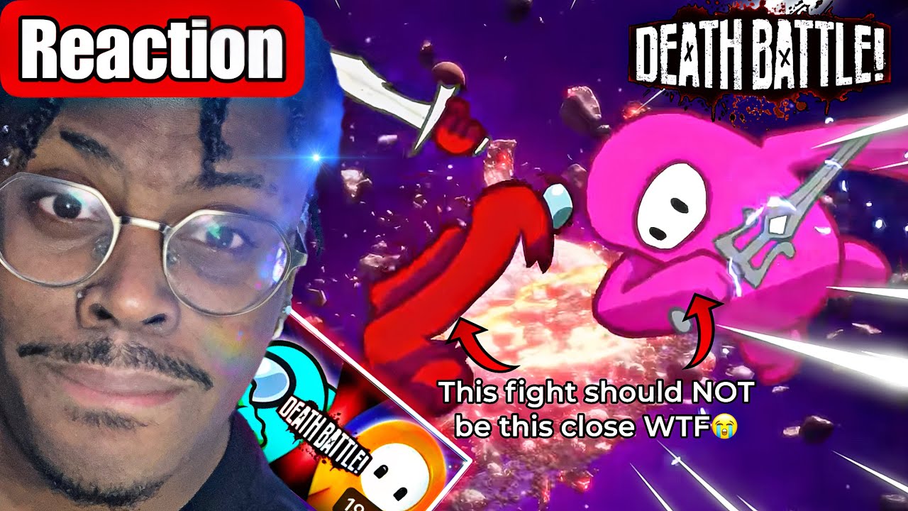 why.. why is this a thing.. Among Us VS Fall Guys | DEATH BATTLE REACTION!