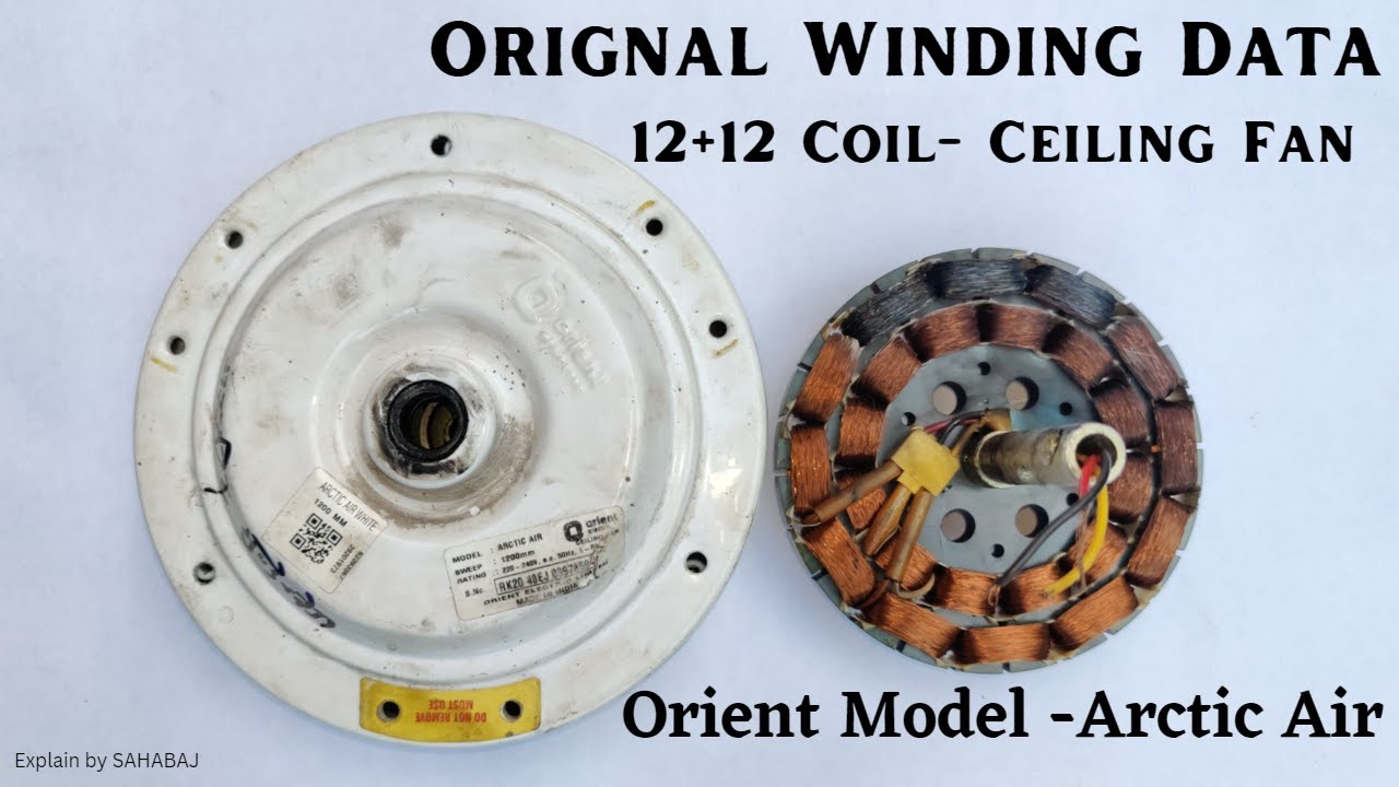 12+12 Slots, Orient Arctic Air, Ceiling Fan Company original Winding Data #WindingData