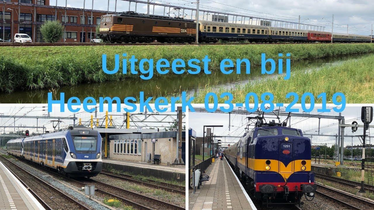 Treinen op station Uitgeest en bij de windmolen van Heemskerk. 03-08-2019