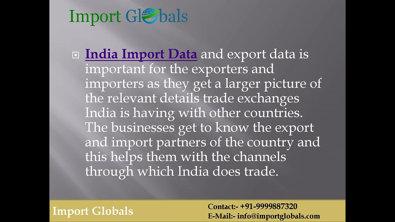 Import Export Data for a Particular Product