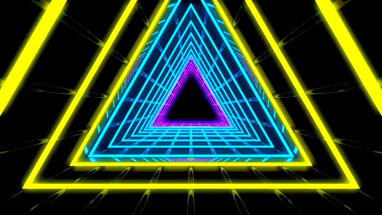 🎬 Explos&atilde;o Visual 4K &ndash; Mehrfarbiger Neon-Dreieckstunnel | VJ Loop (Ohne Ton)