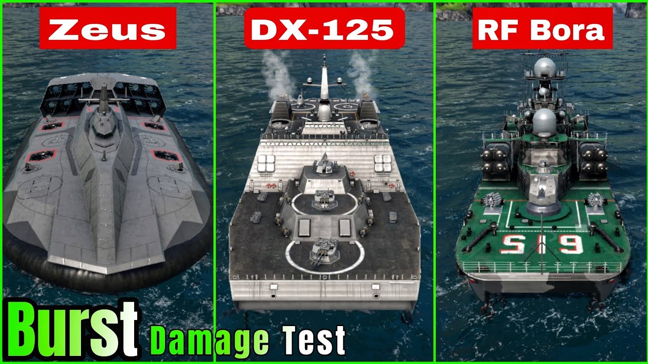 RF Bora With 2 Hovercraft Burst Damage Test 🔥- Modern Warships 