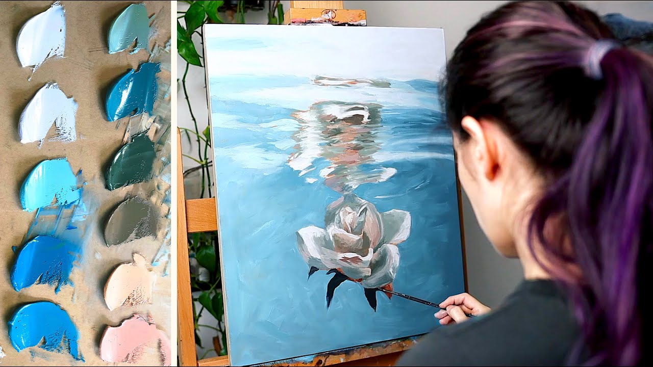 Oil Painting Time Lapse | Underwater Rose