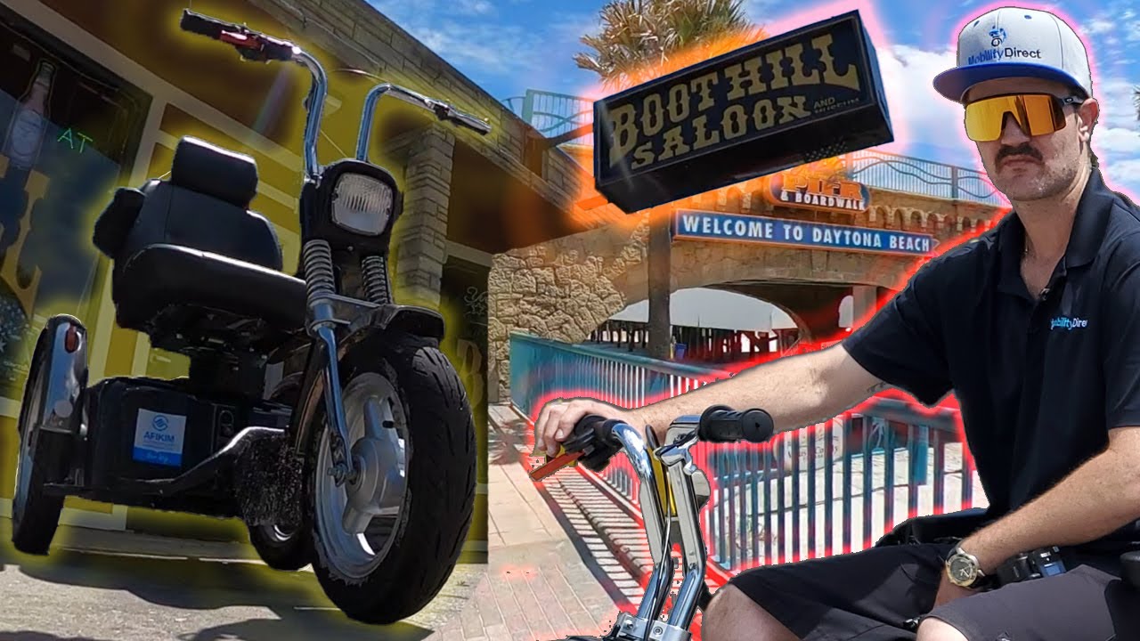 🔥 Boot Hill Saloon in Daytona Beach FL - Motorcycle Bar with a Mobility Scooter