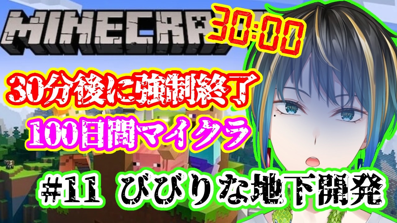 【#マイクラ 】知識0の初心者が30分縛りで100日間サバイバルしてみた【Day11】【#新人vtuber 】
