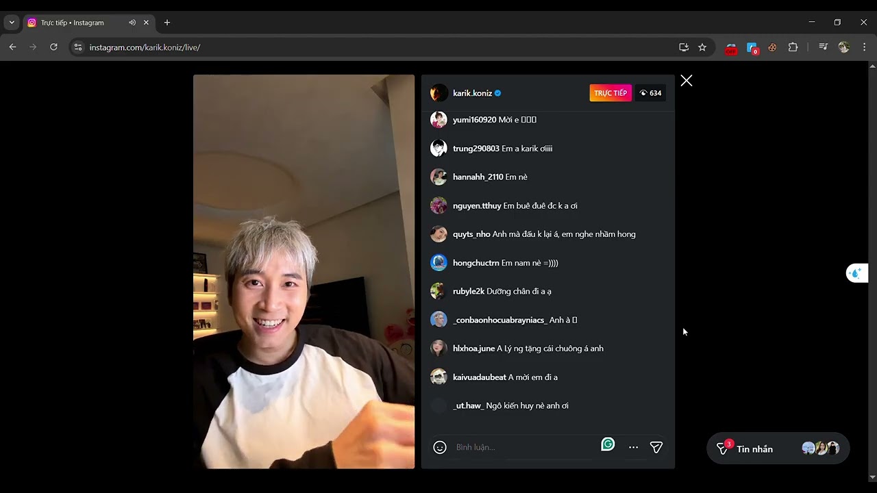 [liveIG] Karik livestream chọn ngẫu nhiên vài bạn để lên giao lưu nói chuyện cùng