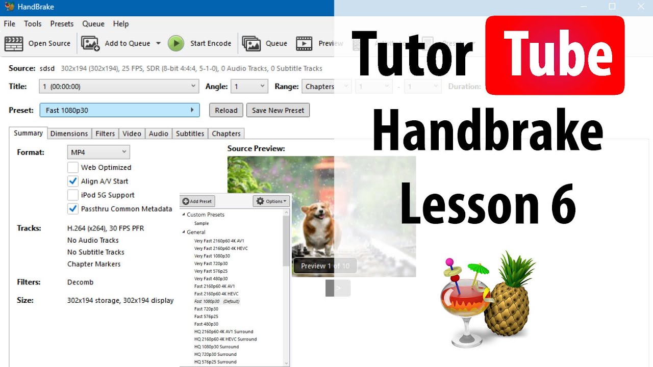 Handbrake - Lesson 6 - Changing Output File Location and Name and Extension