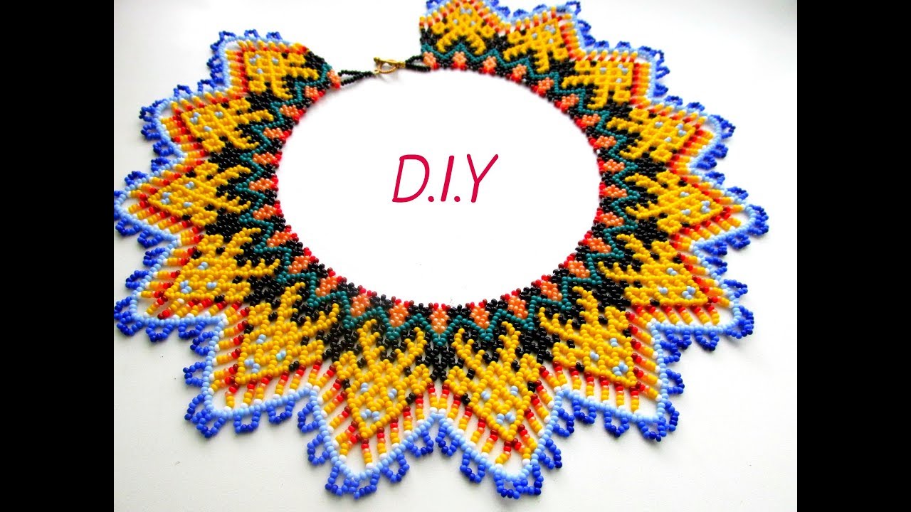 Beautiful colored beaded necklace. Tutorial beading