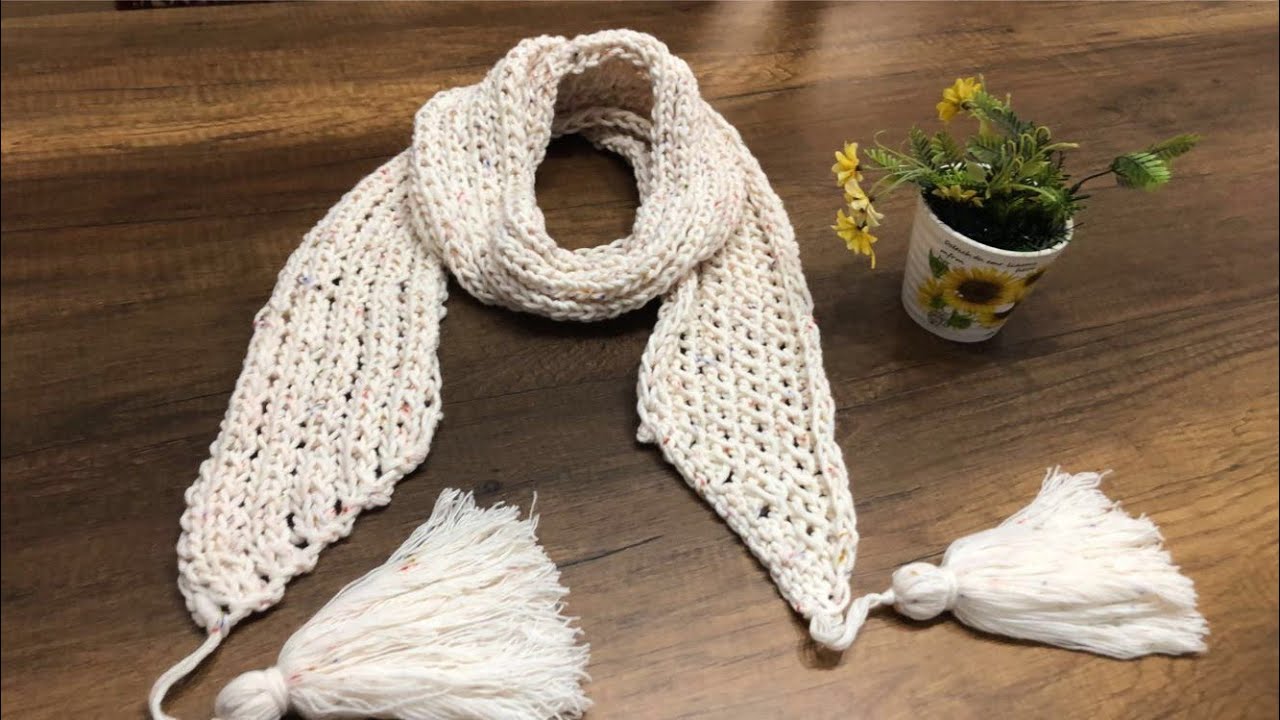 كوفية تريكو فى ساعتين فقط The method of knitting keffiyeh