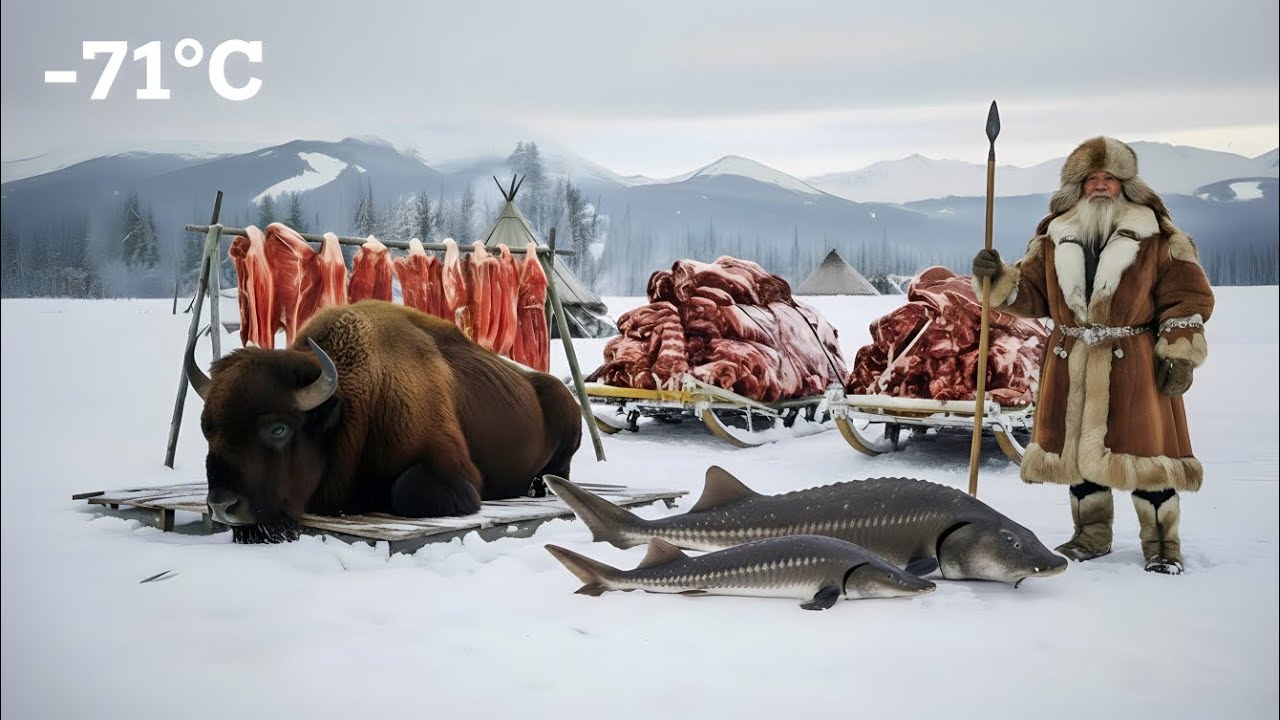 Surviving -71°C 5000kg Buffalo And Sheep Hunt In −71°C Yakutia  Feeding An Entire Frozen Village