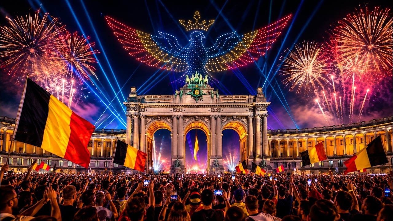 🇧🇪 Belgium National Day 2026 🎆 Brussels Drone Show & Fireworks Night Celebration