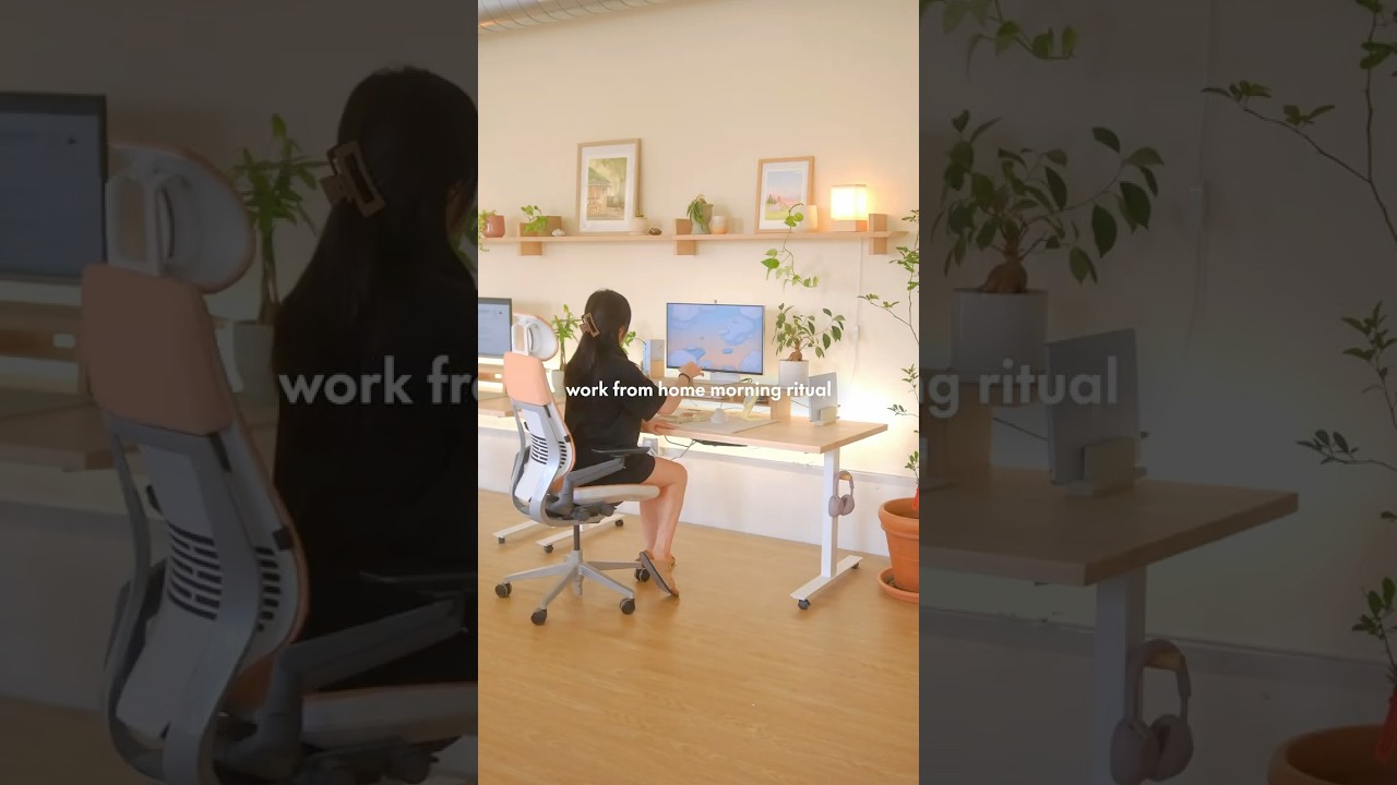 a calm work from home morning ritual &bull; clean space leads to a clear mind 🍵#asmr #morningroutine