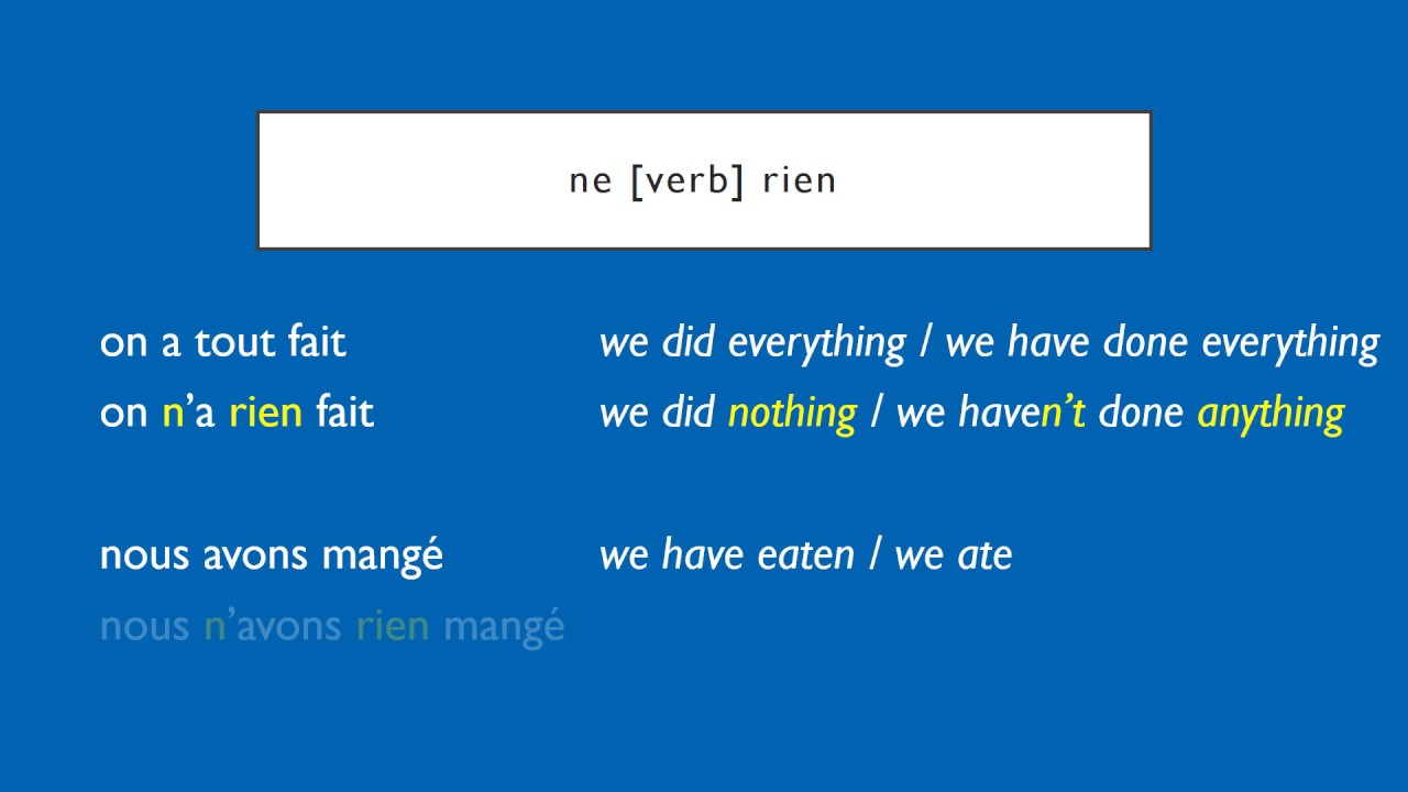 French Negatives | ne...rien | nothing